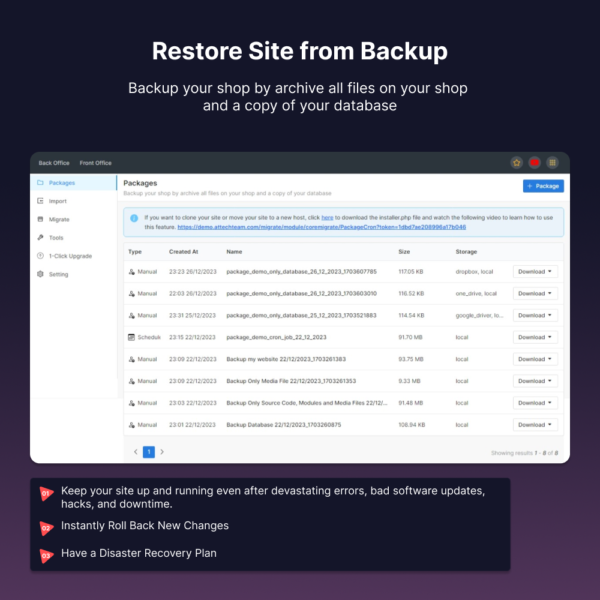 AT Migrate: sync, cloud backup and version upgrade